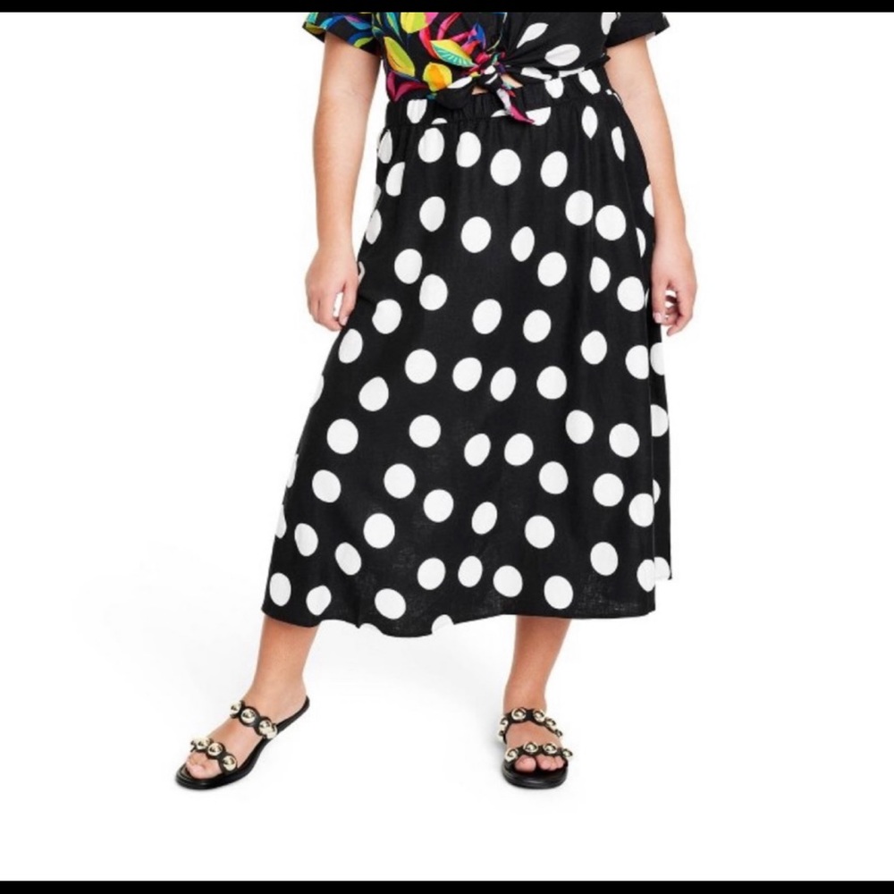 Tabitha Brown for Target Women's Polka Dot Midi Skirt- XL